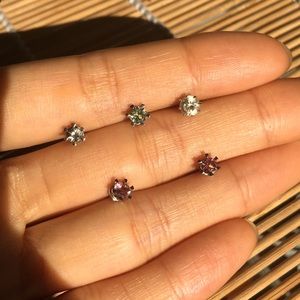 Genuine gemstone earrings ear studs18k white gold